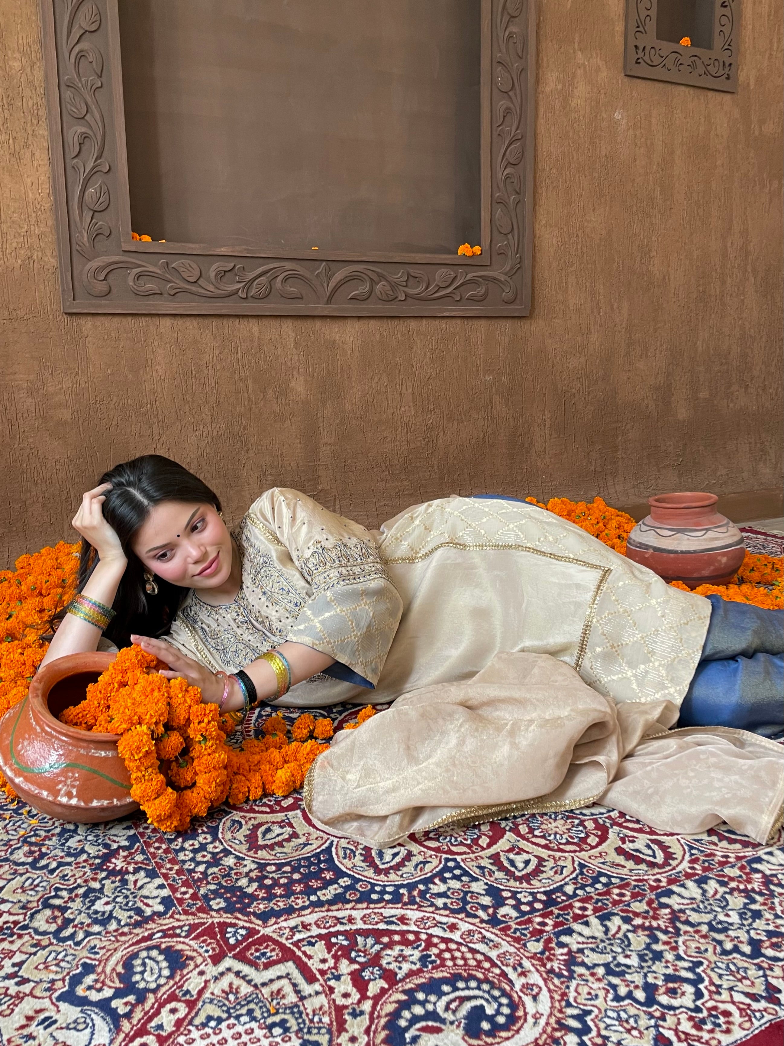 Beige Tissue Georgette Suit Set