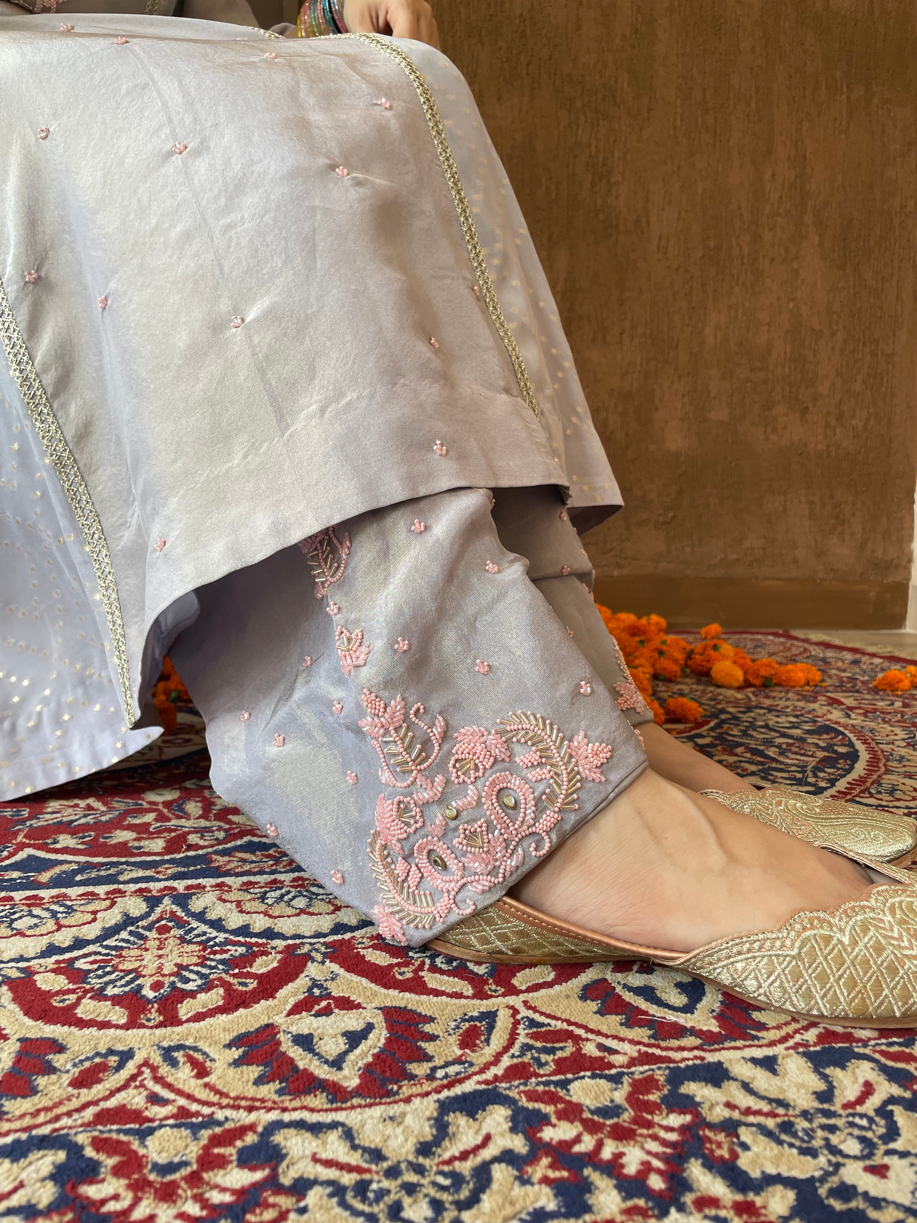 Lavender Hand-Embroidered Suit Set
