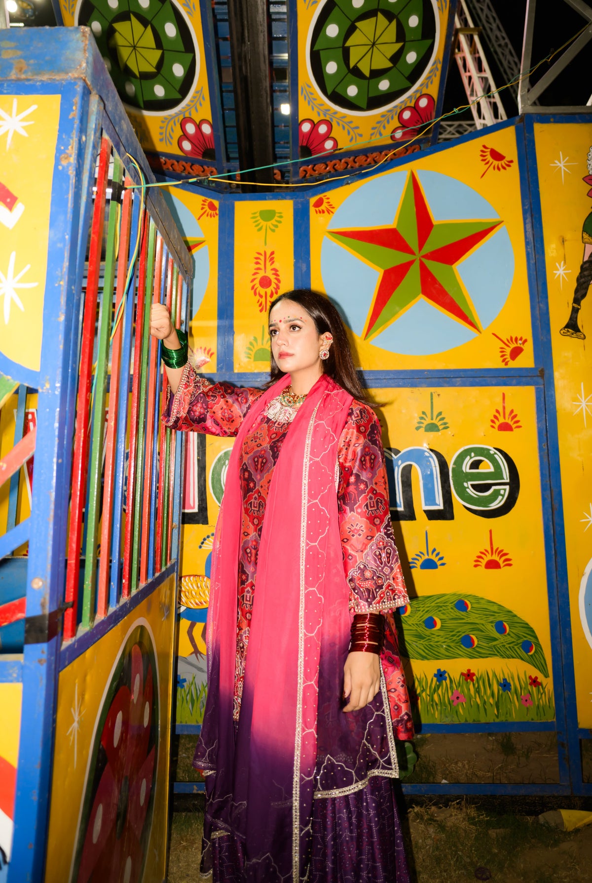 Gulabi Sitara Sharara set
