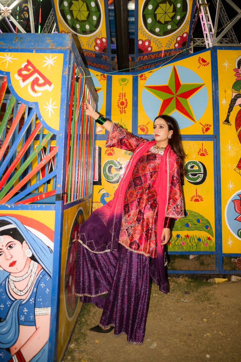 Gulabi Sitara Sharara set