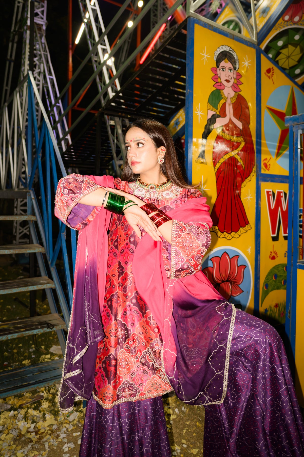 Gulabi Sitara Sharara set