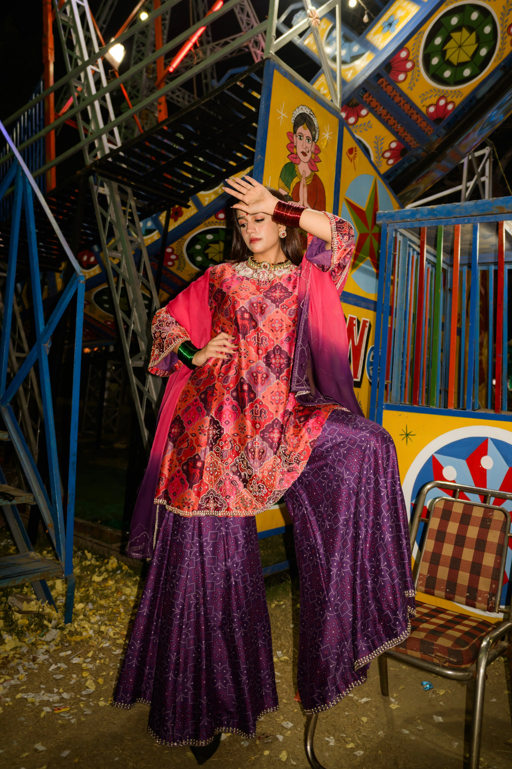 Gulabi Sitara Sharara set