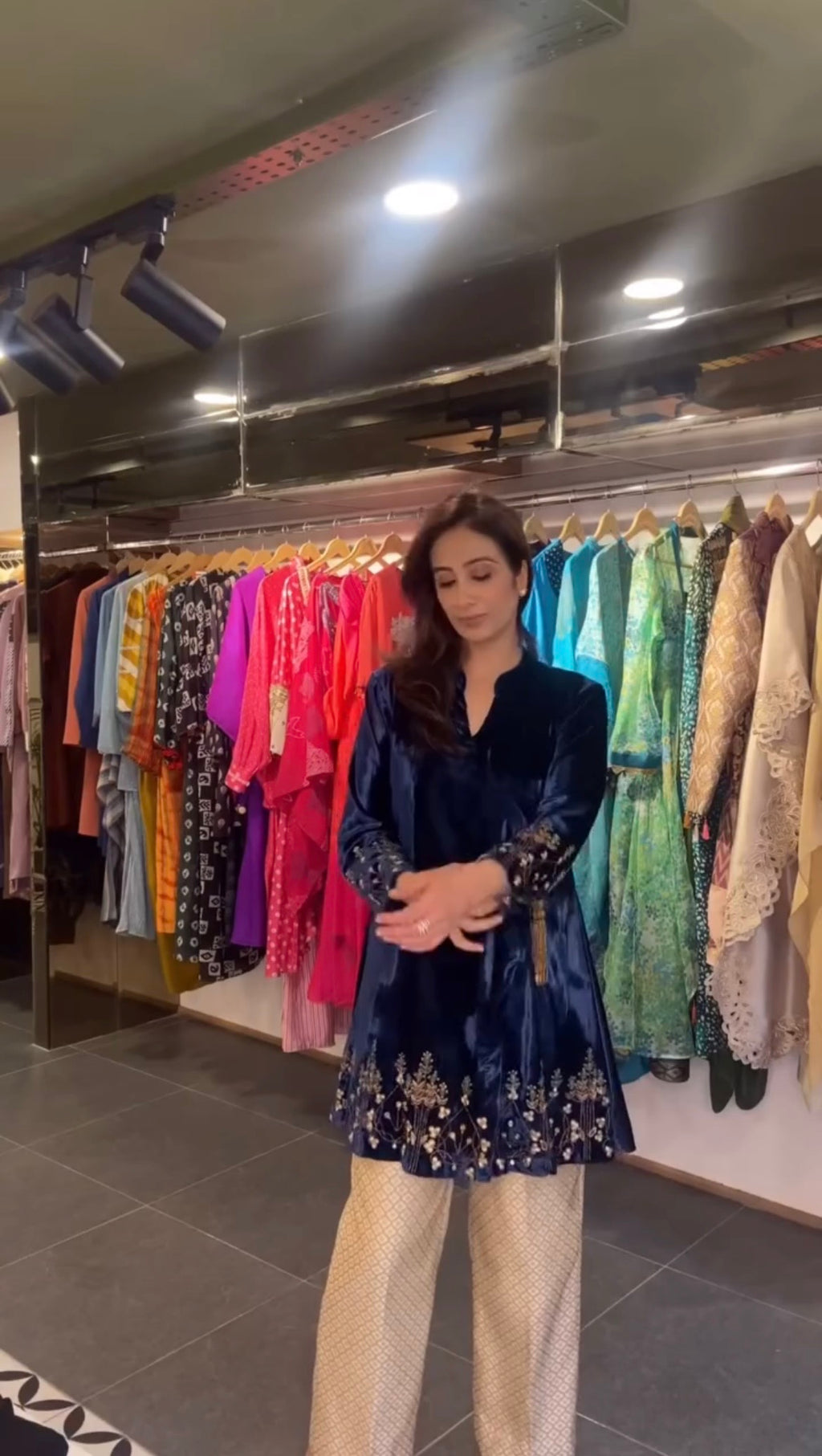 Angrakha Velvet Kurta Set