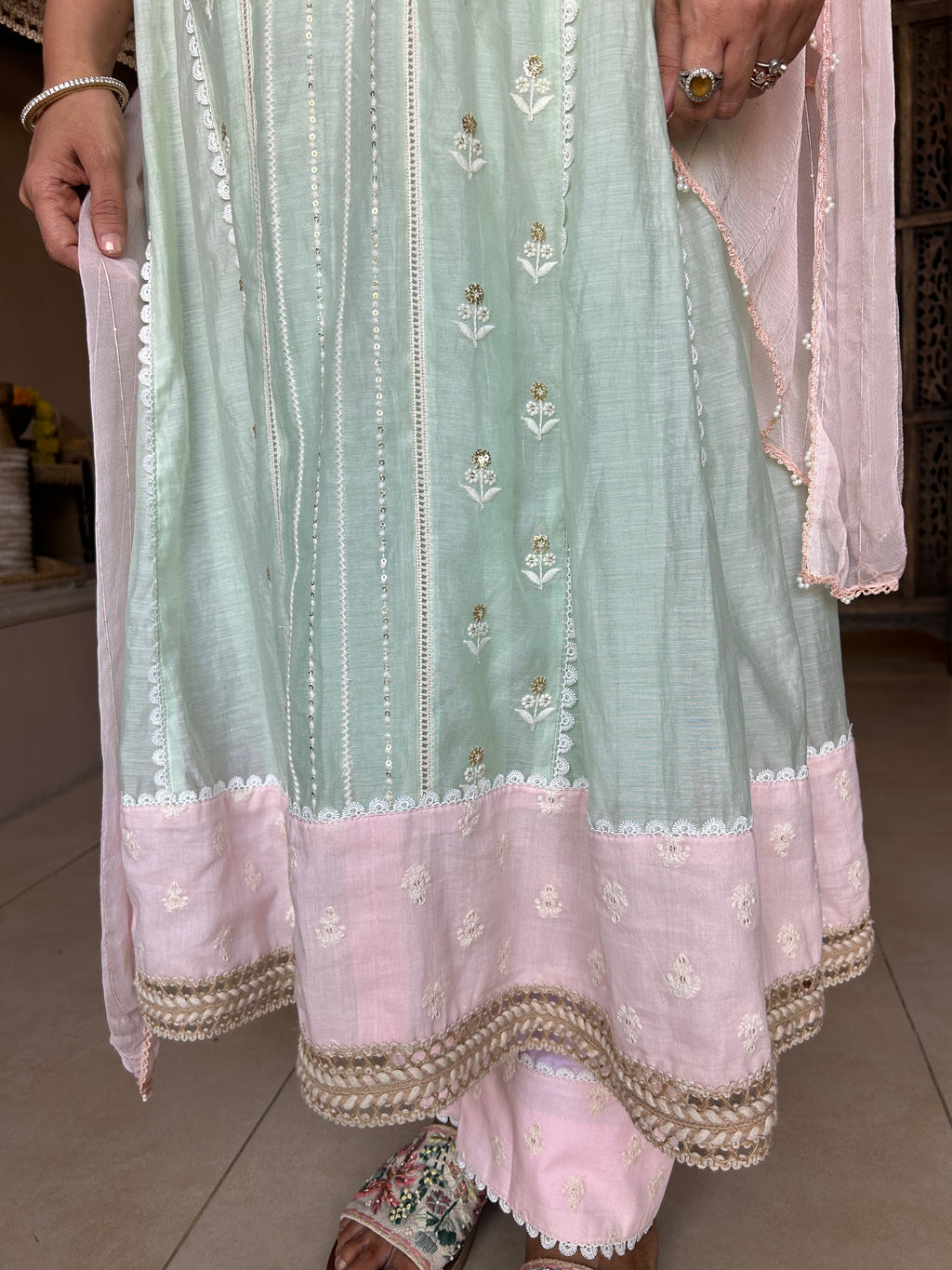 Sage green Mulmul set
