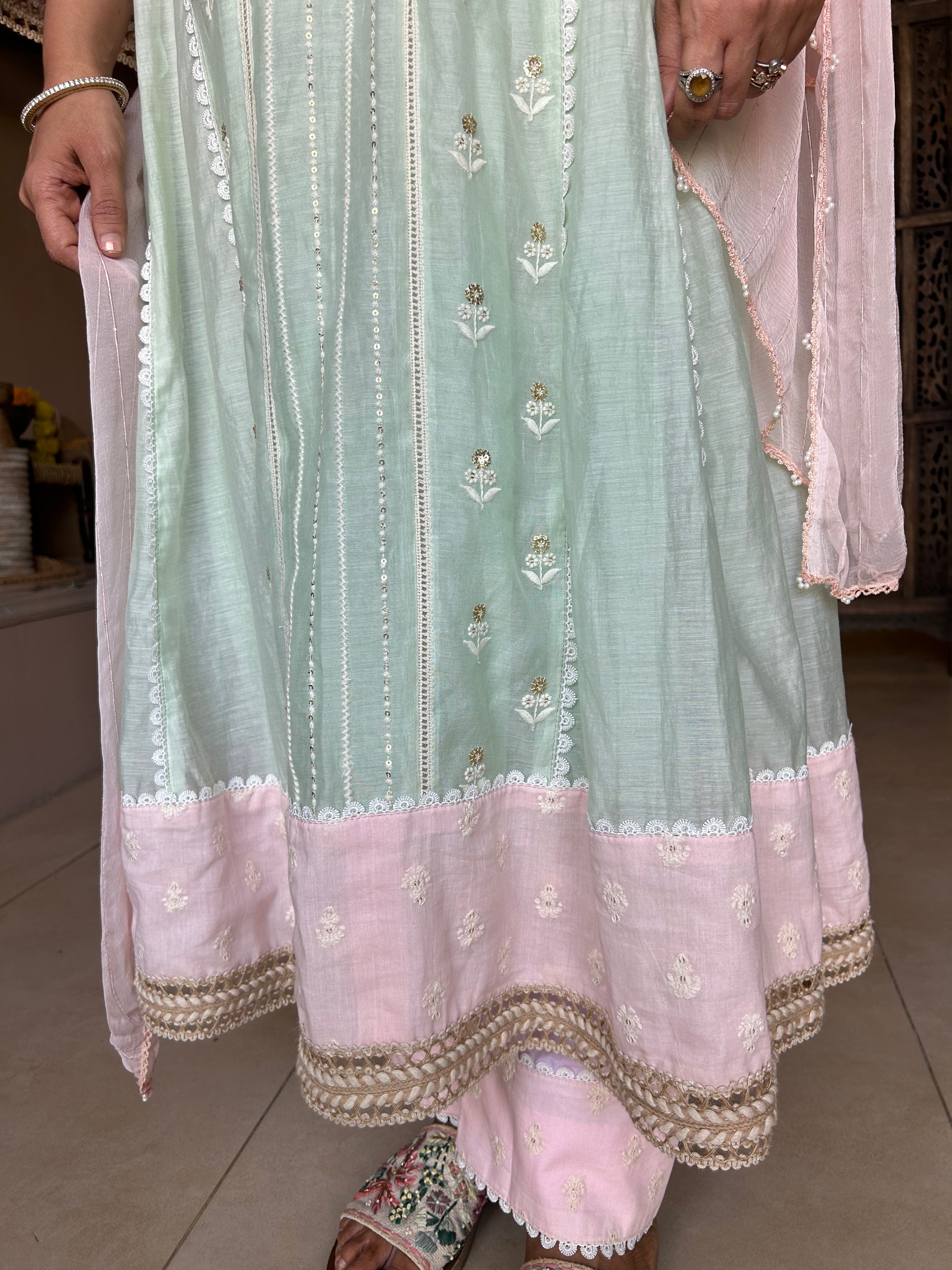 Sage green Mulmul set
