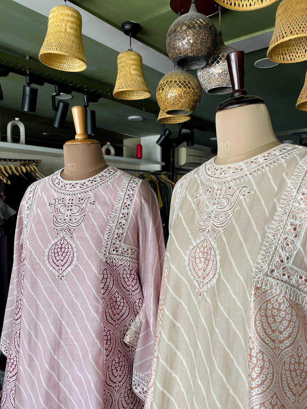 Lehriya chanderi mul kurta sets