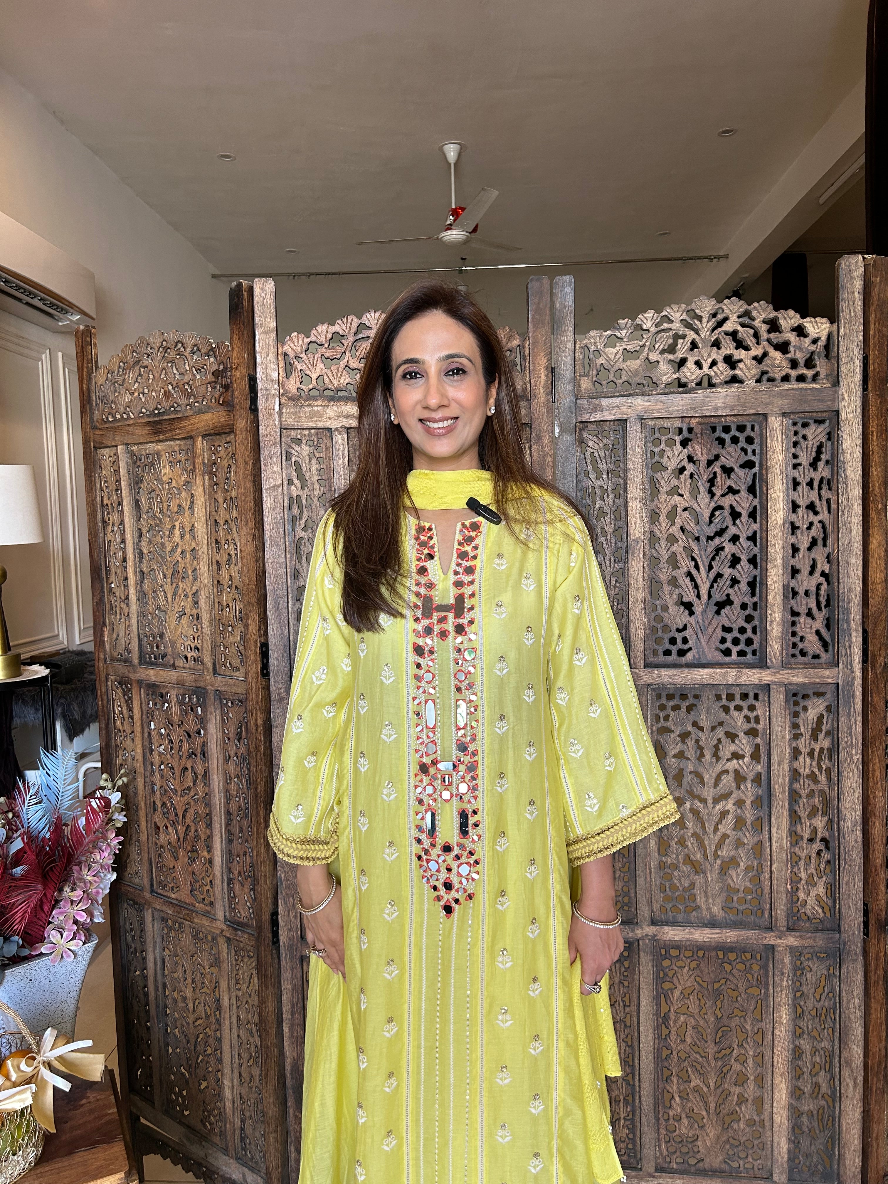 Yellow Mulmul Chogha set