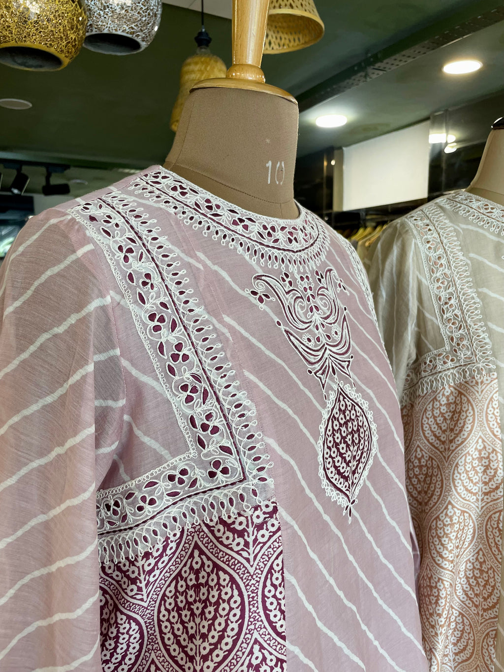 Lehriya chanderi mul kurta sets