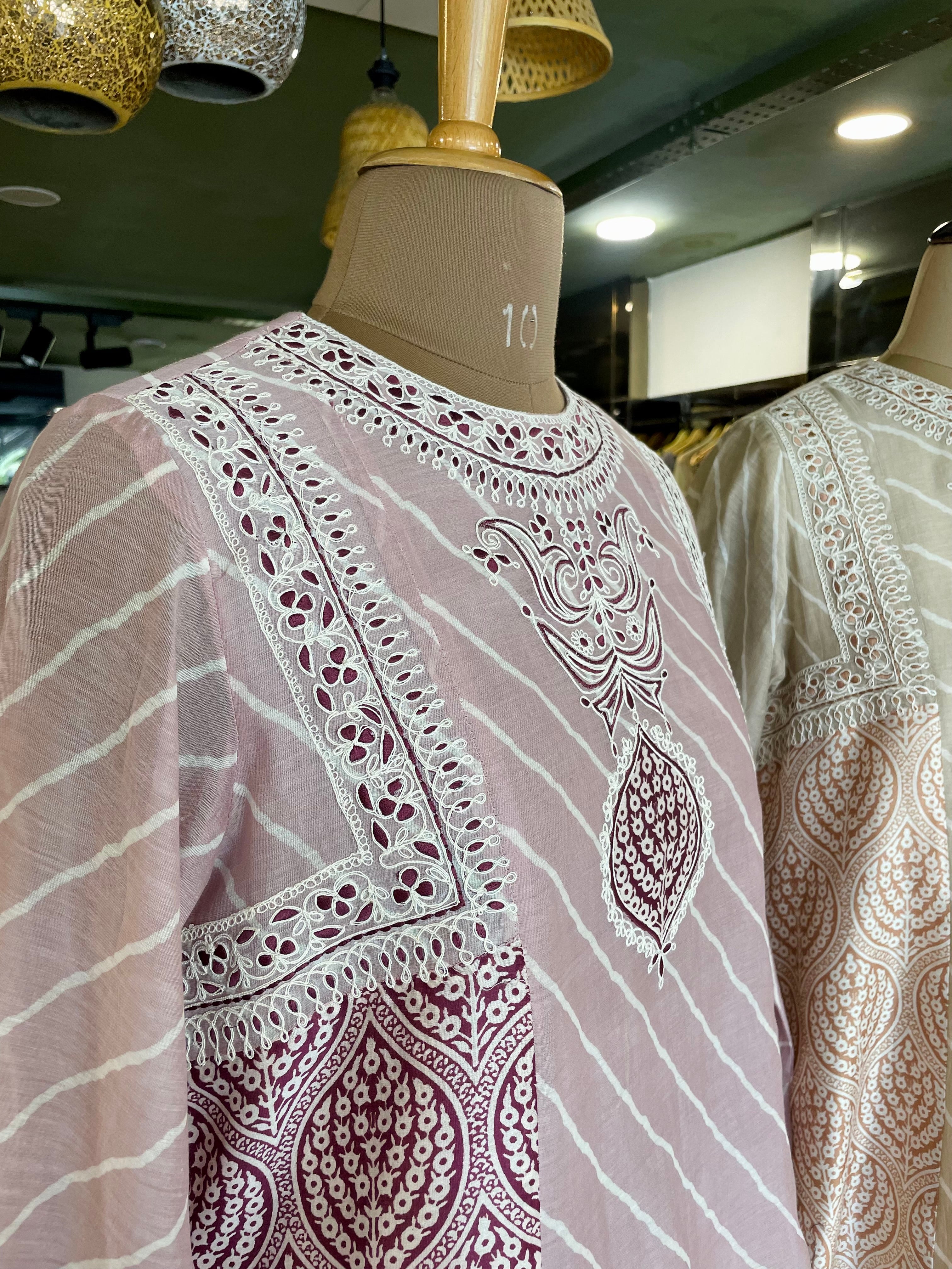 Lehriya chanderi mul kurta sets