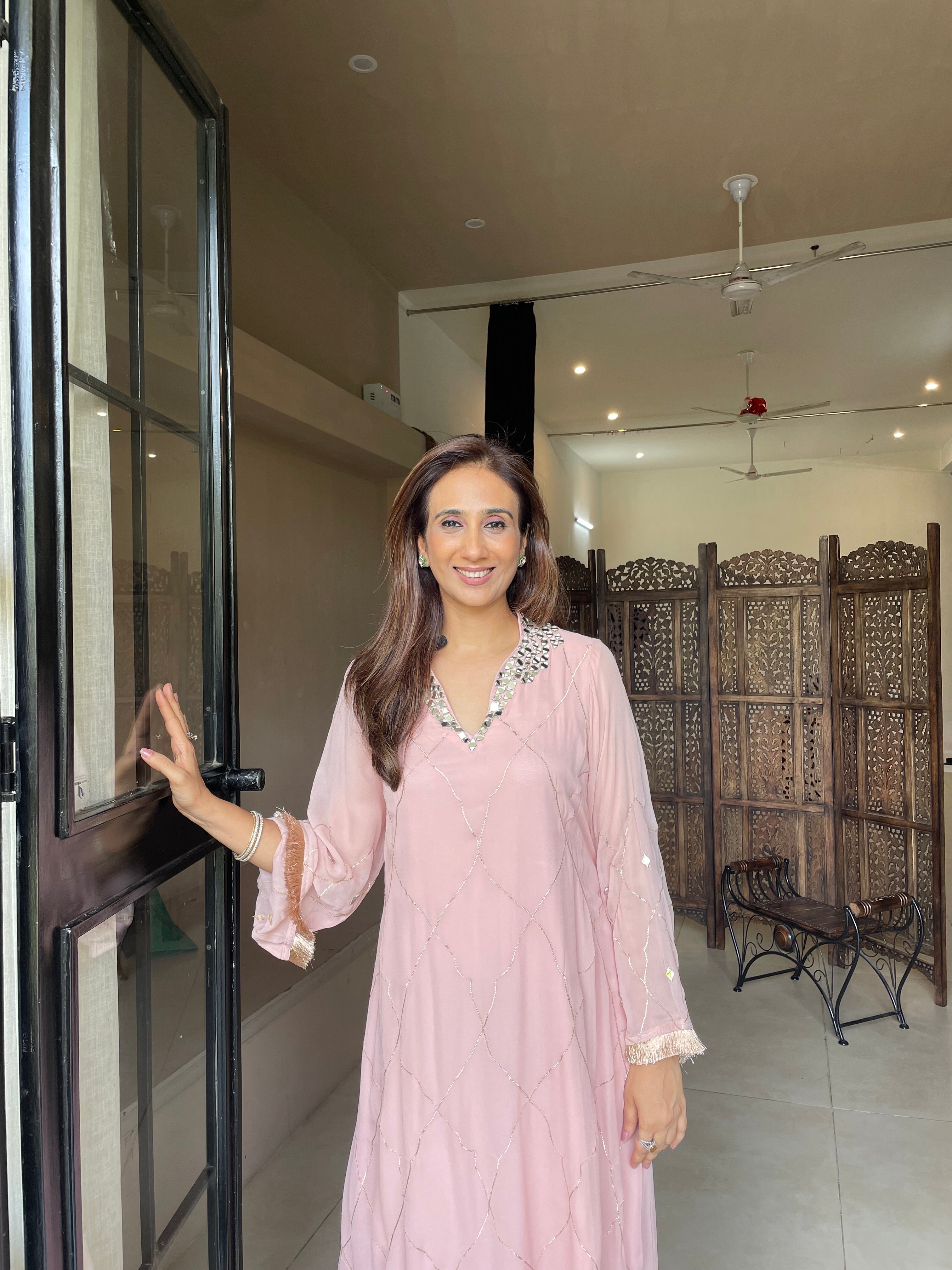 Blush Pink Georgette Kaftan