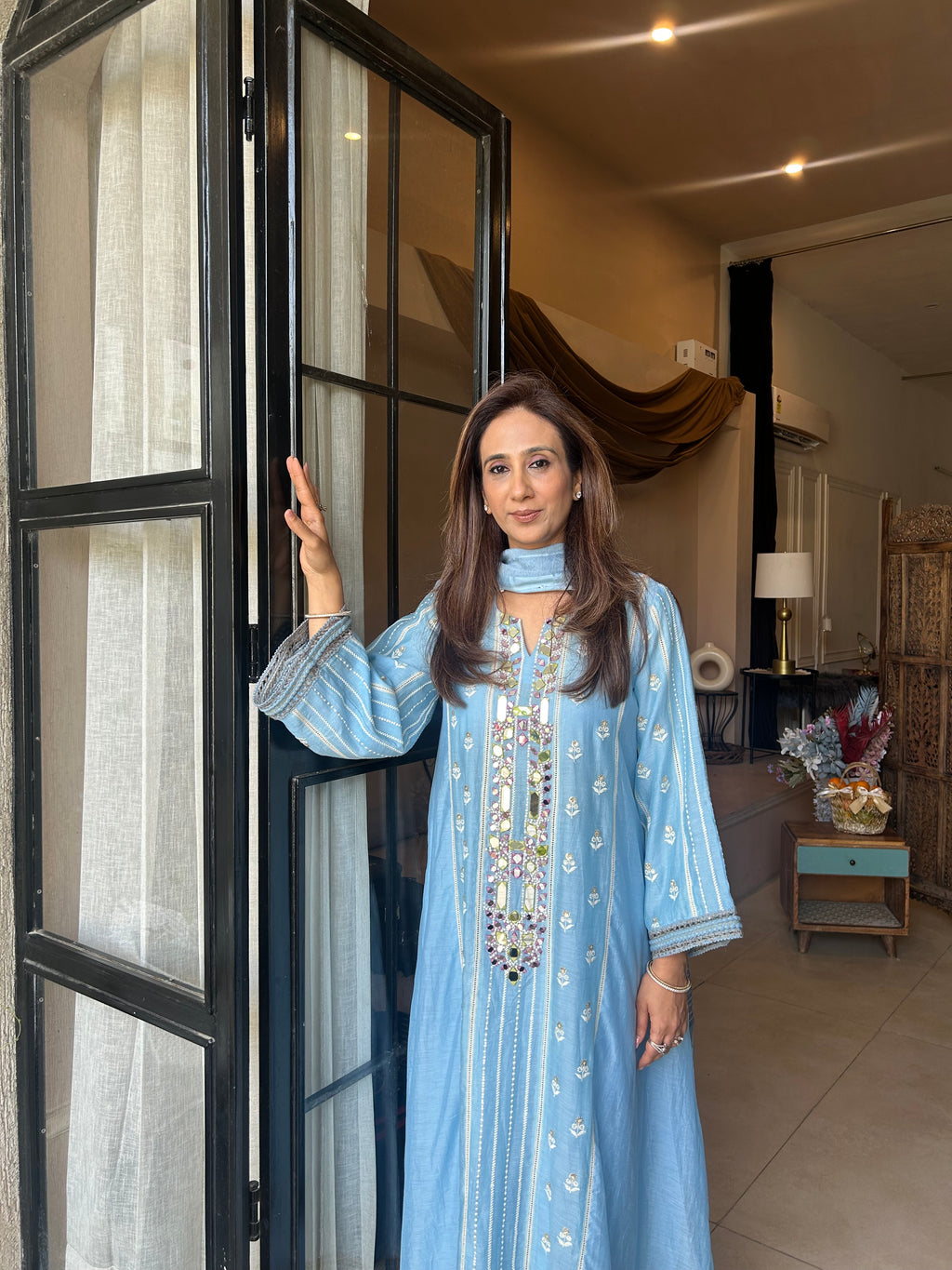 Blue Mulmul Chogha set