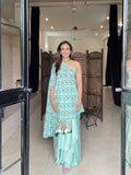 Sage Green One Shoulder Drape Set