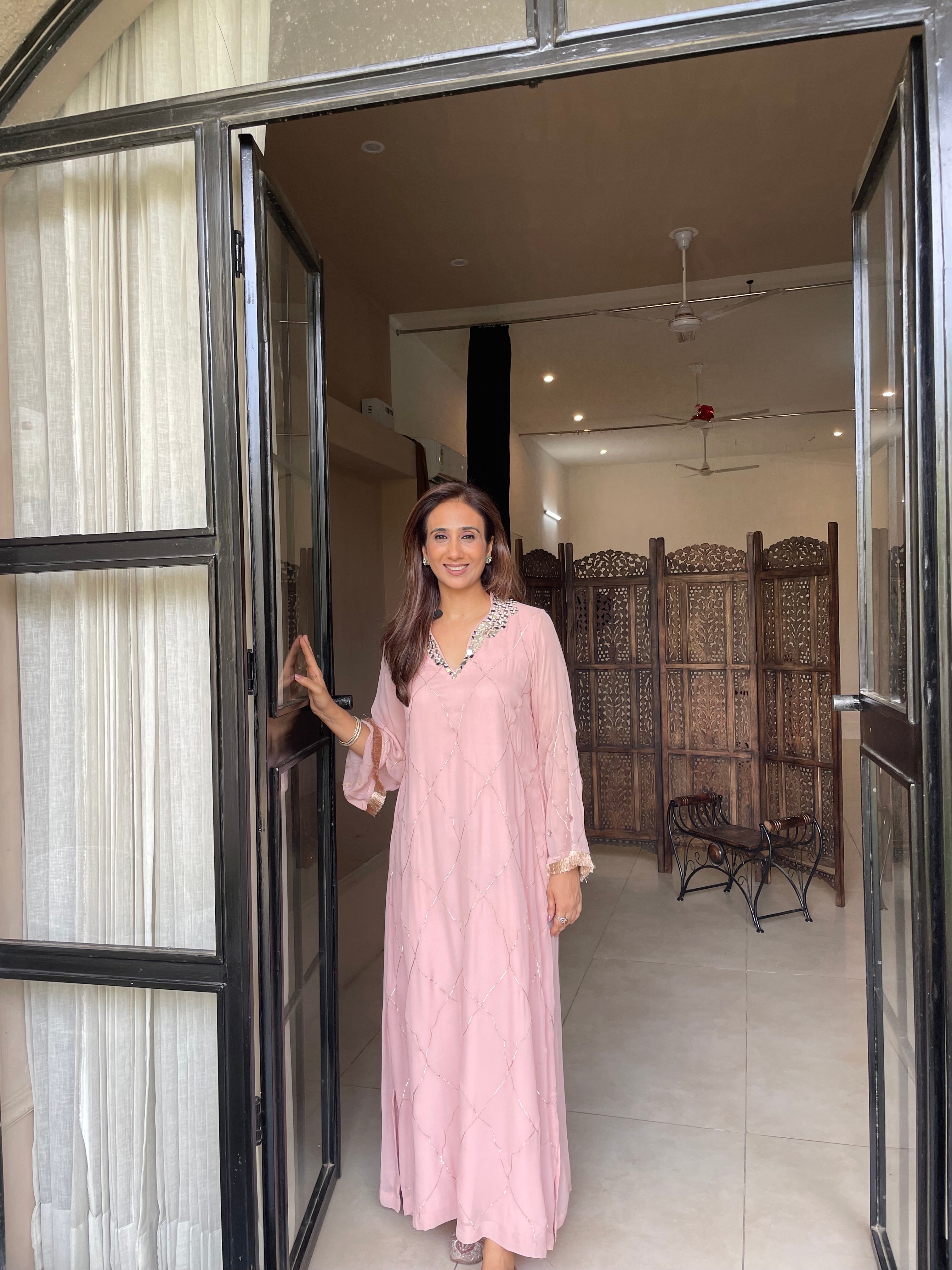 Blush Pink Georgette Kaftan
