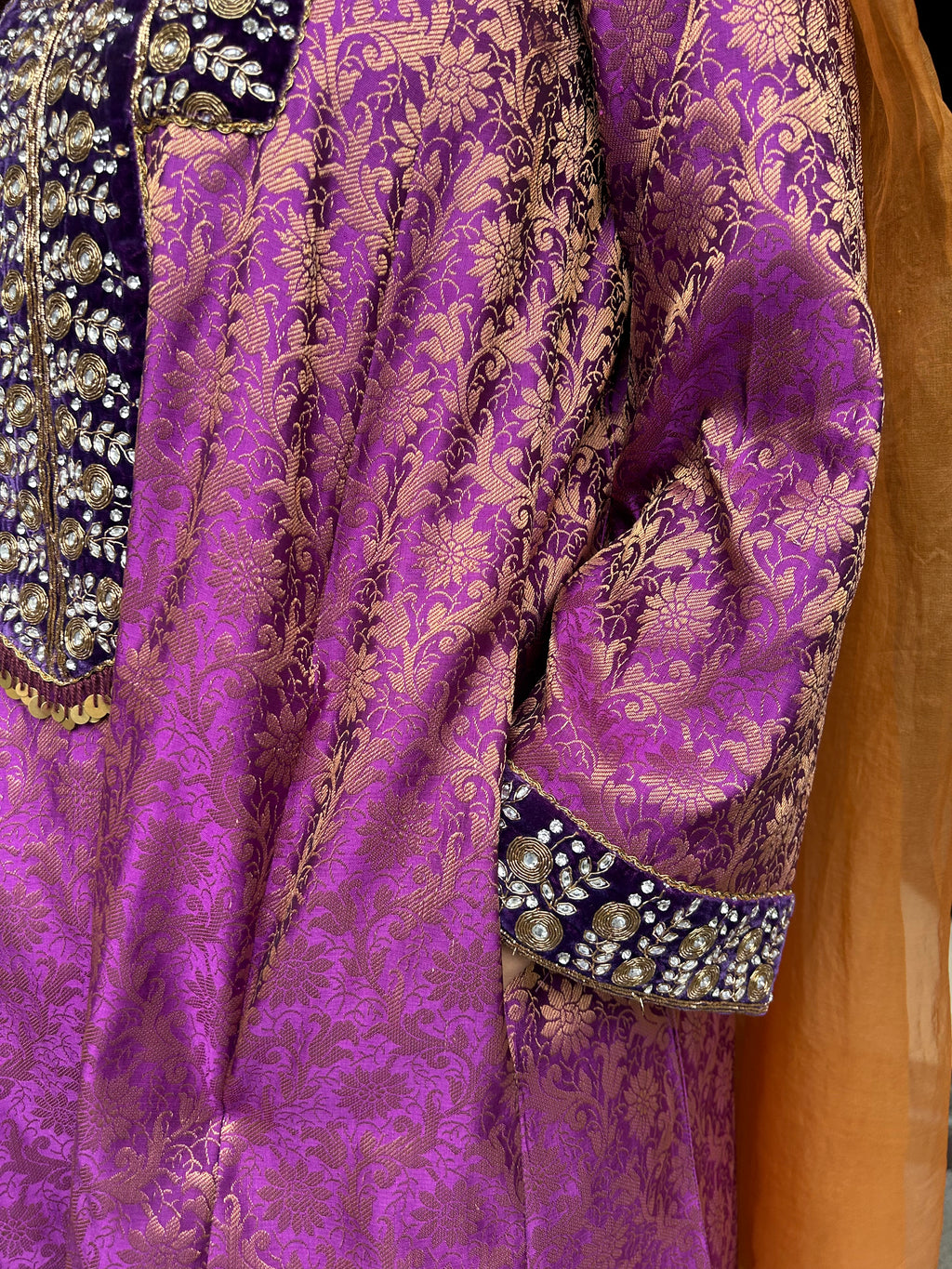 Purple brocade chogha set