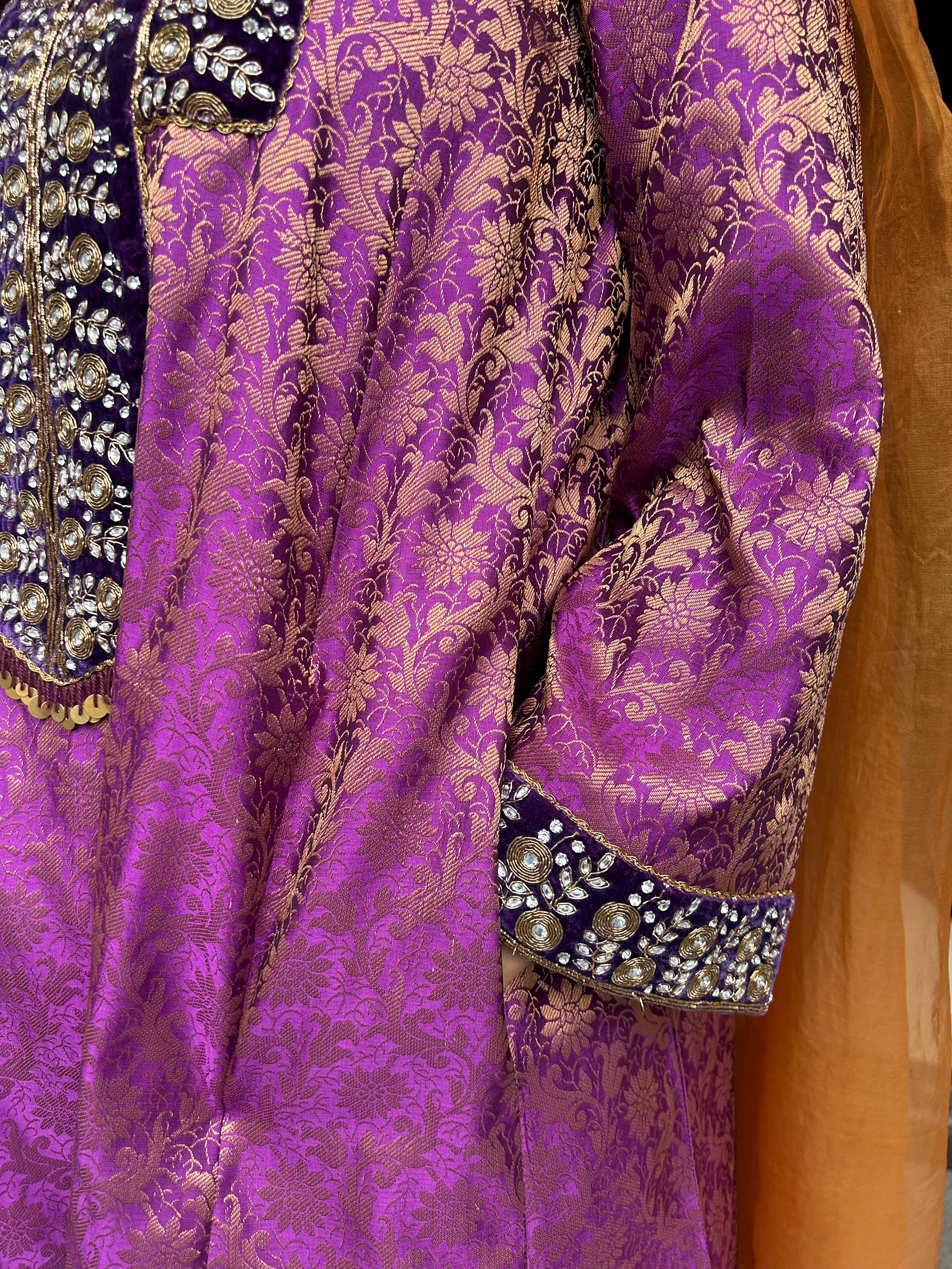 Purple brocade chogha set