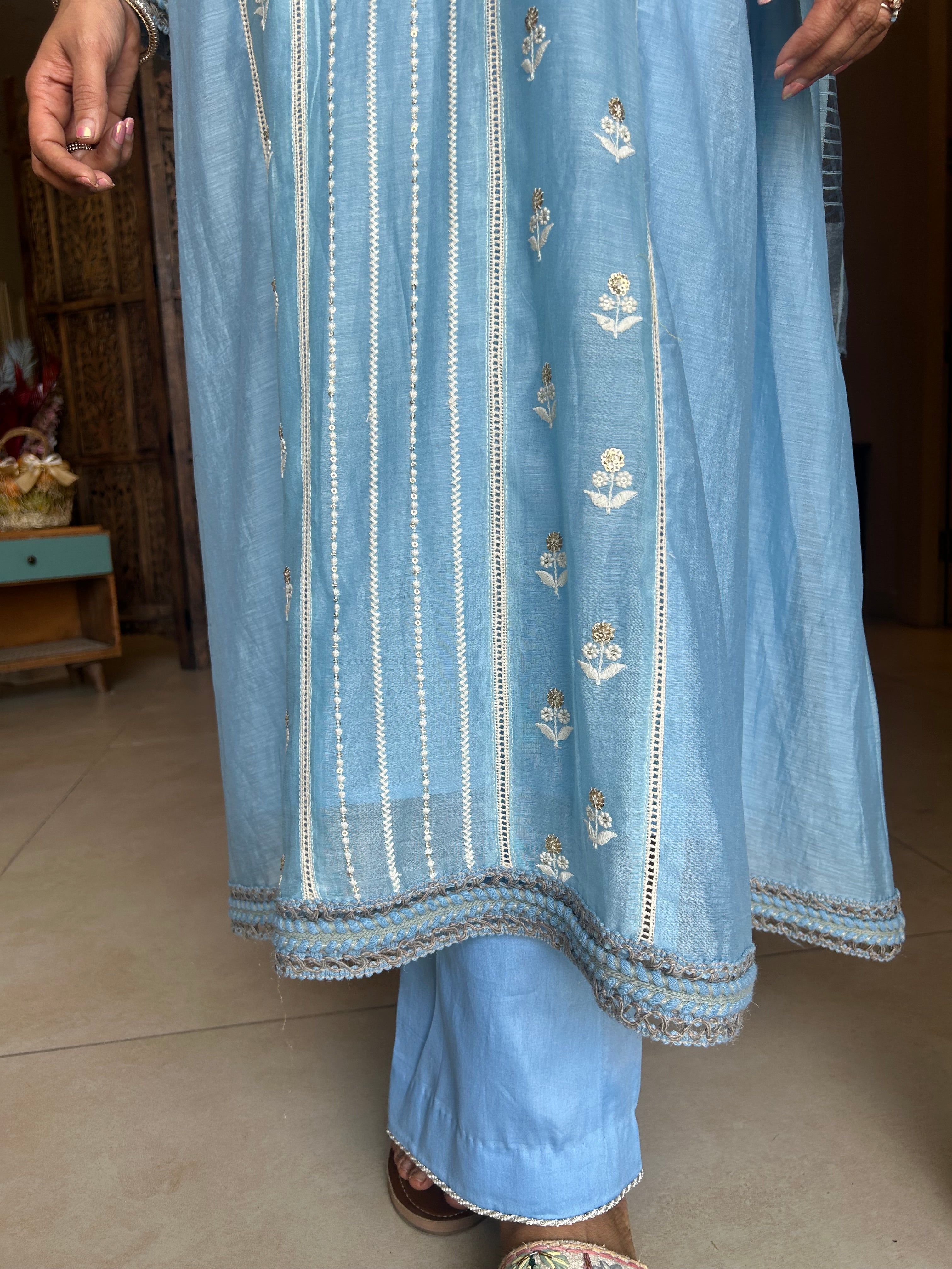 Blue Mulmul Chogha set