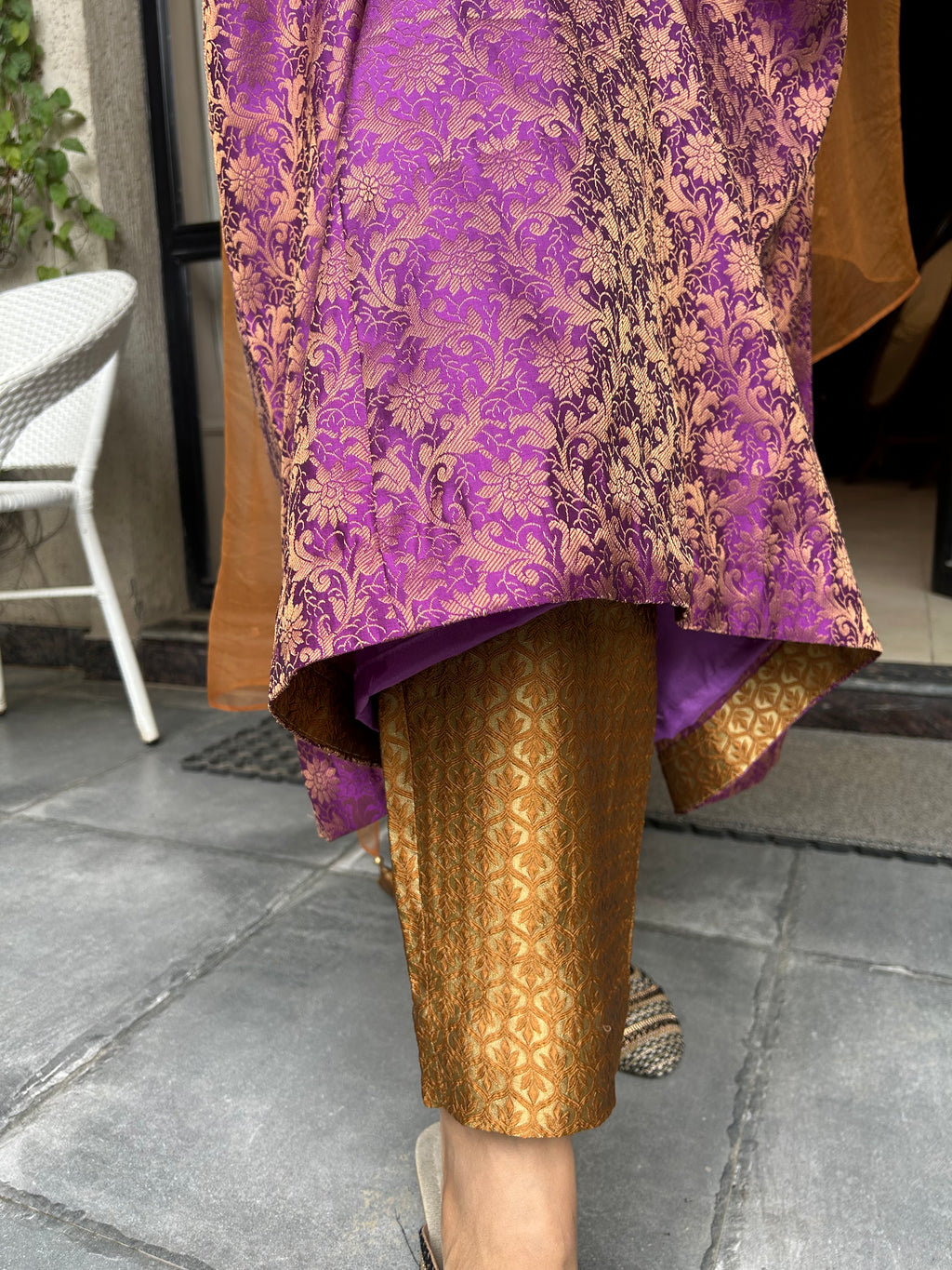 Purple brocade chogha set