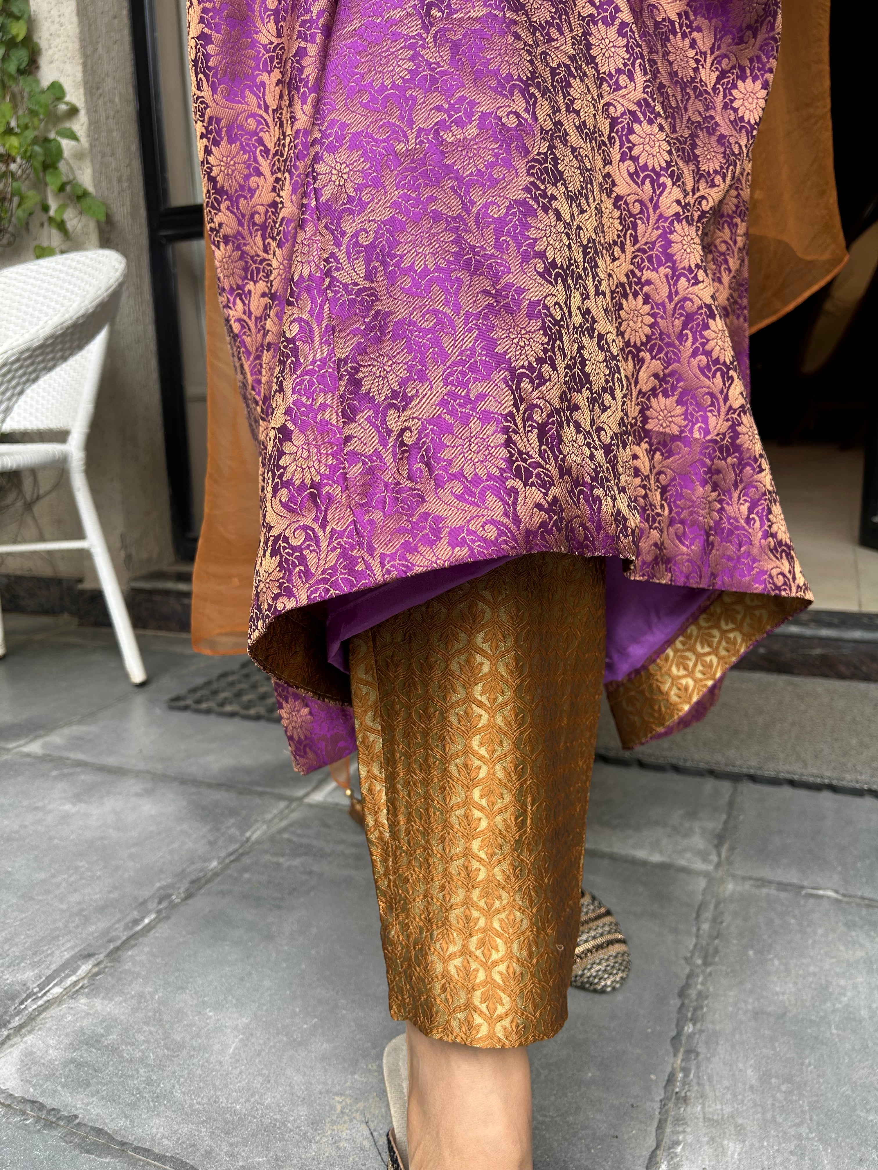 Purple brocade chogha set