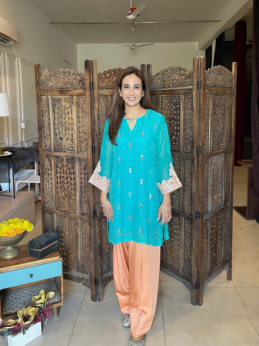 Bandhani farshi salwar