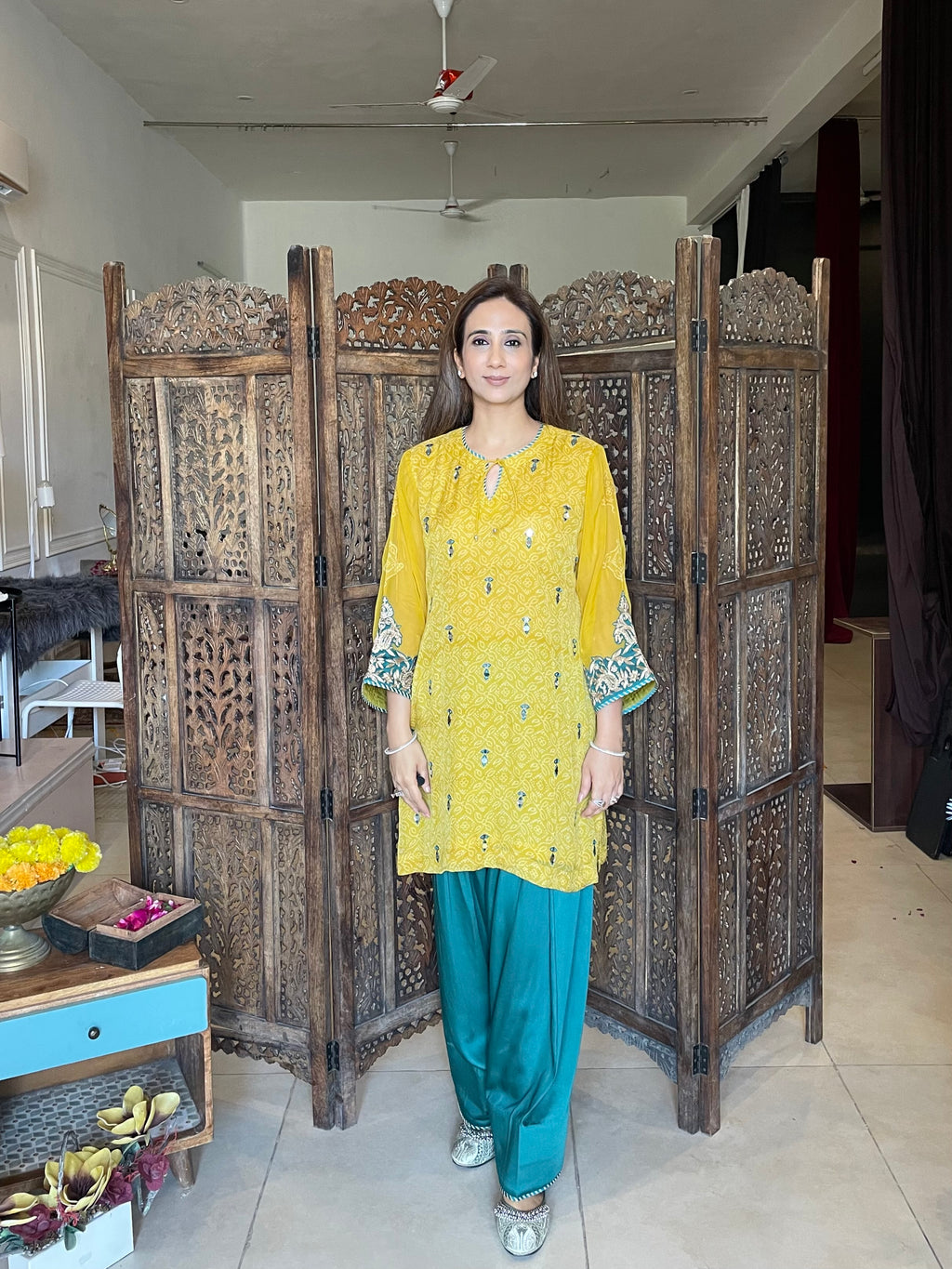 Bandhani farshi salwar