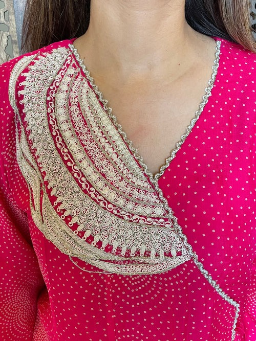 Bandhani organza georgette kurta set