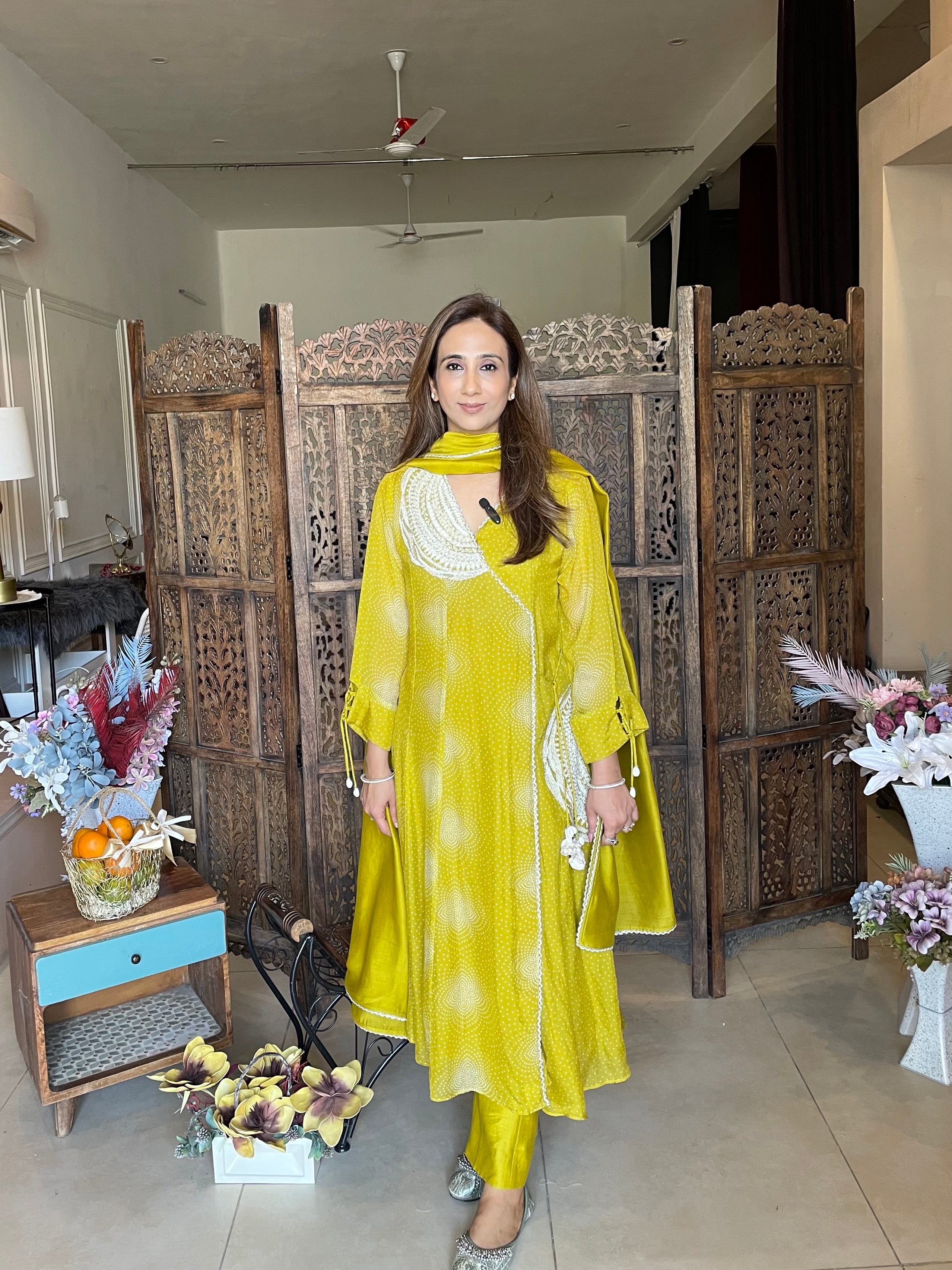 Bandhani organza georgette suit