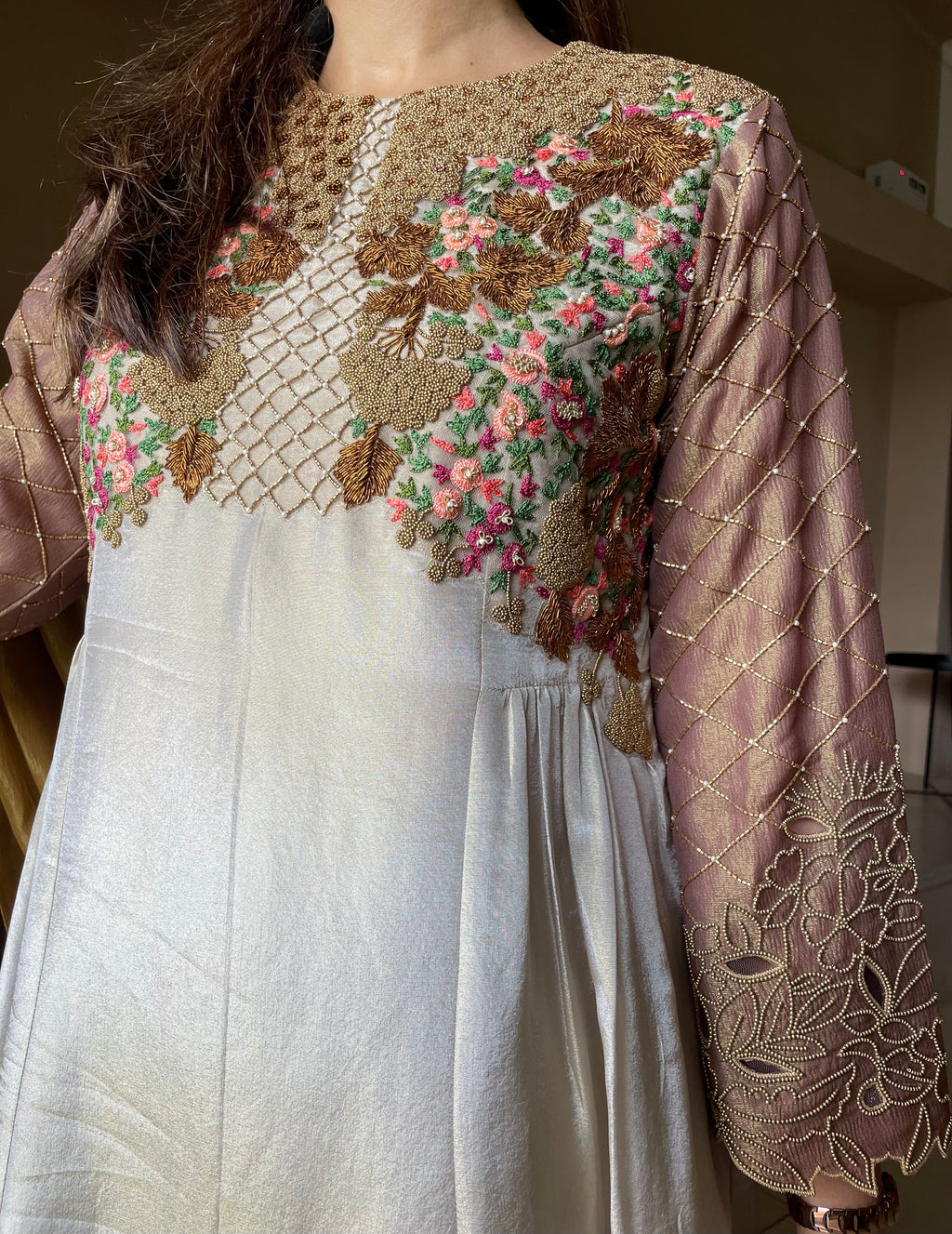 Ivory Tissue Georgette Suit
