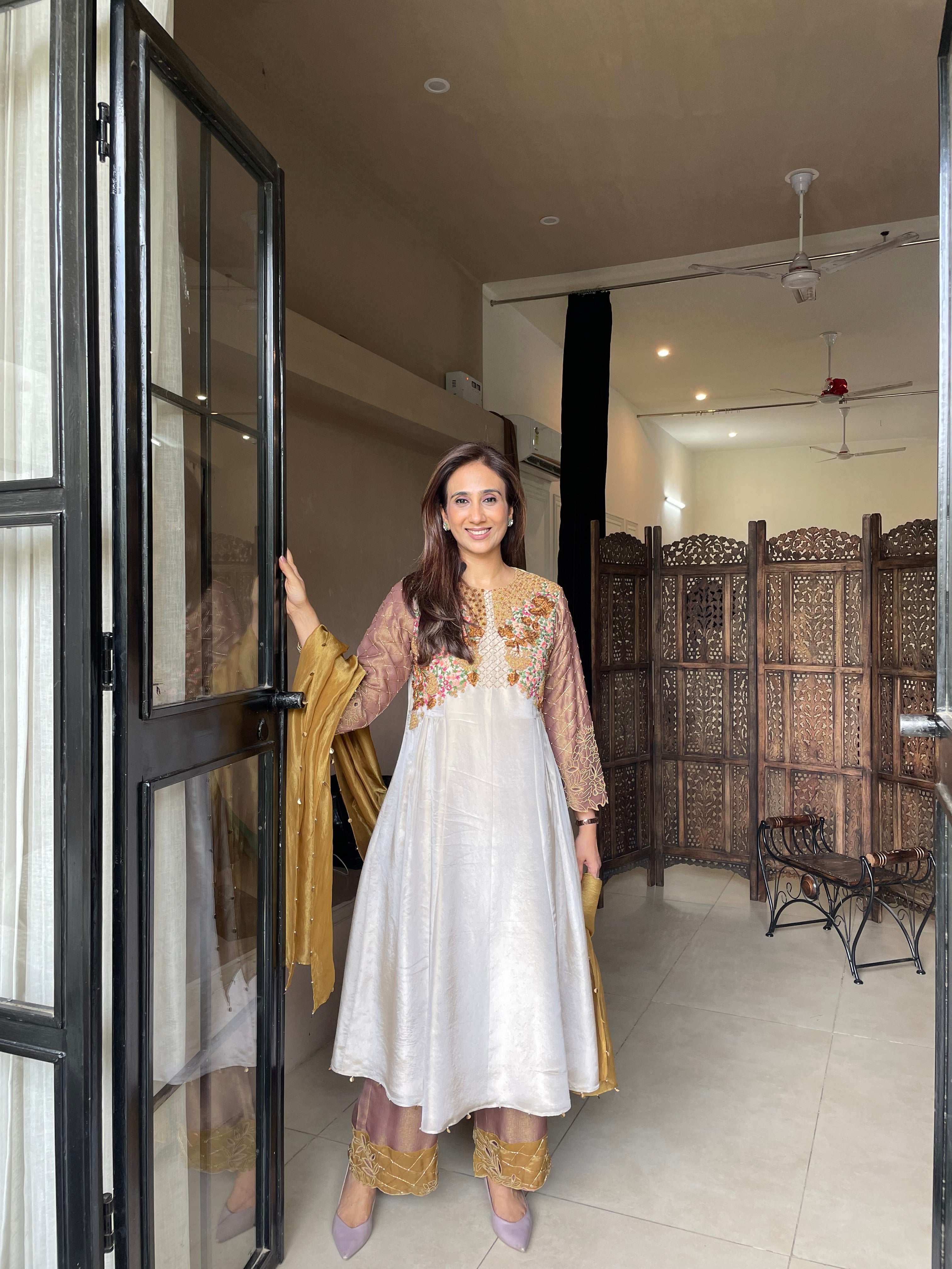 Ivory Tissue Georgette Suit