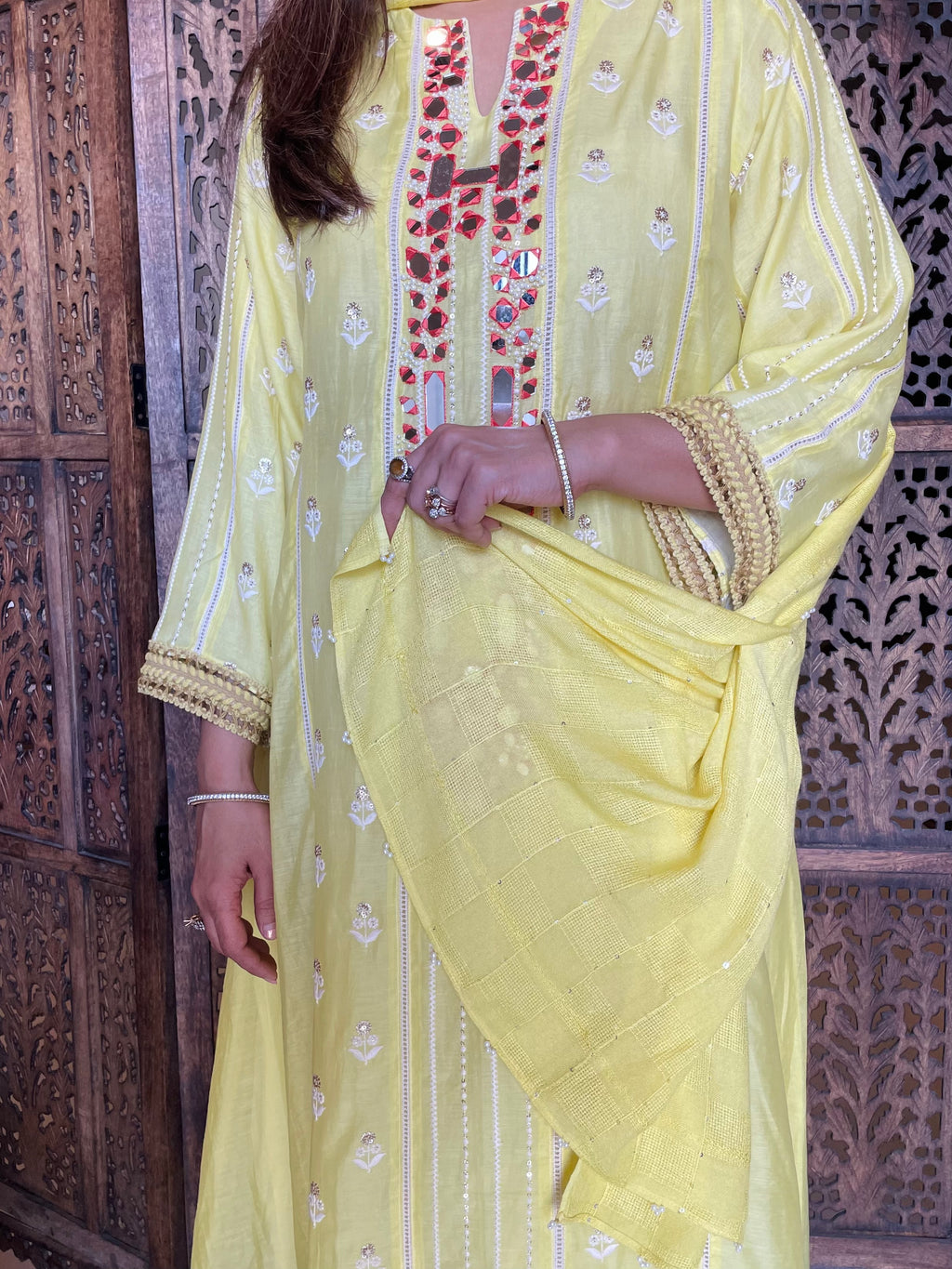 Yellow Mulmul Chogha set