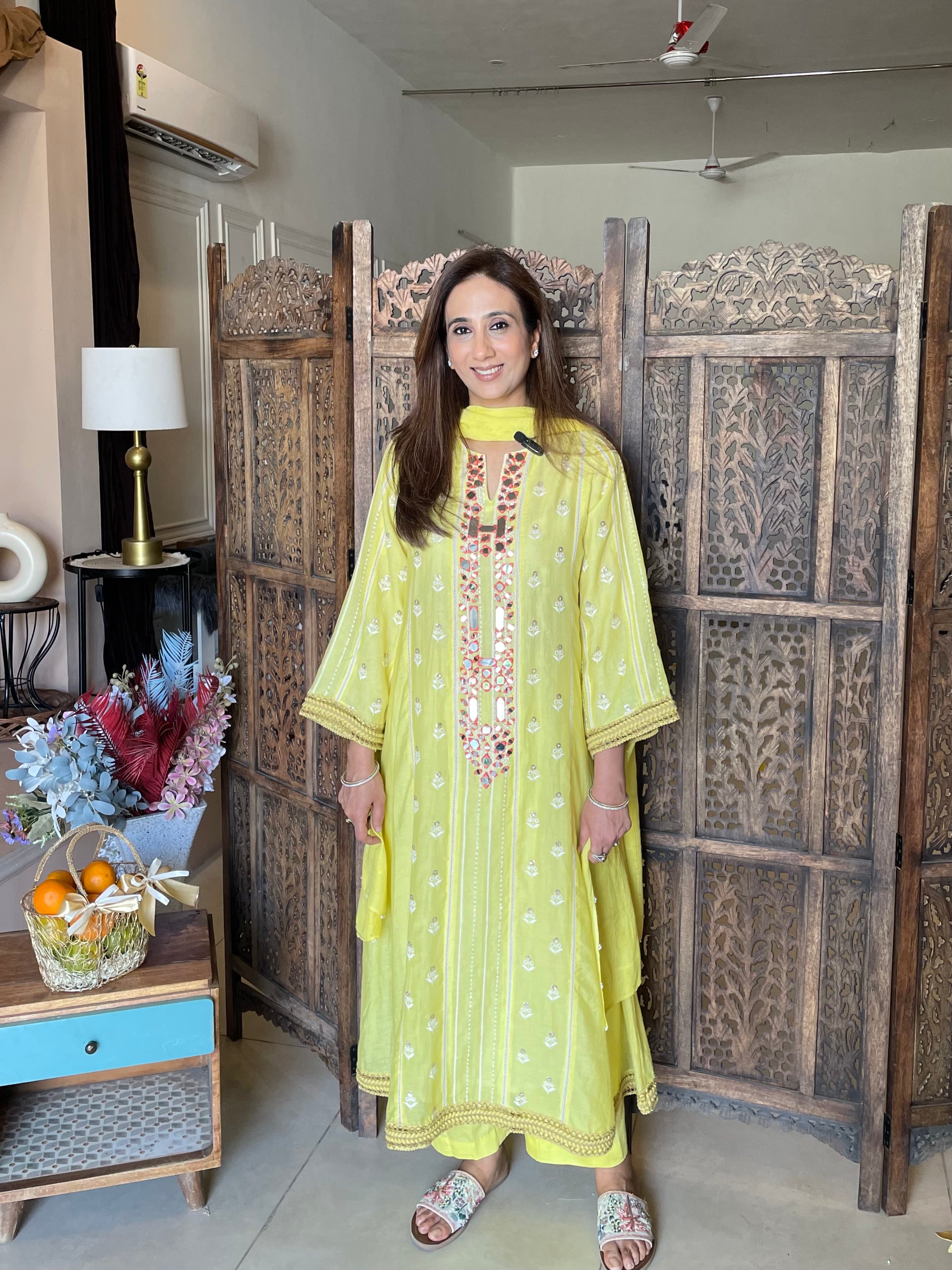 Yellow Mulmul Chogha set
