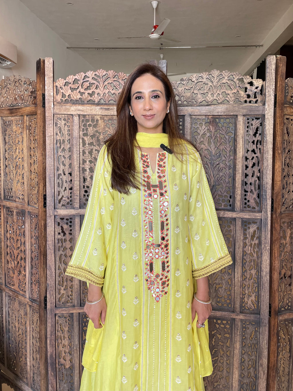Yellow Mulmul Chogha set
