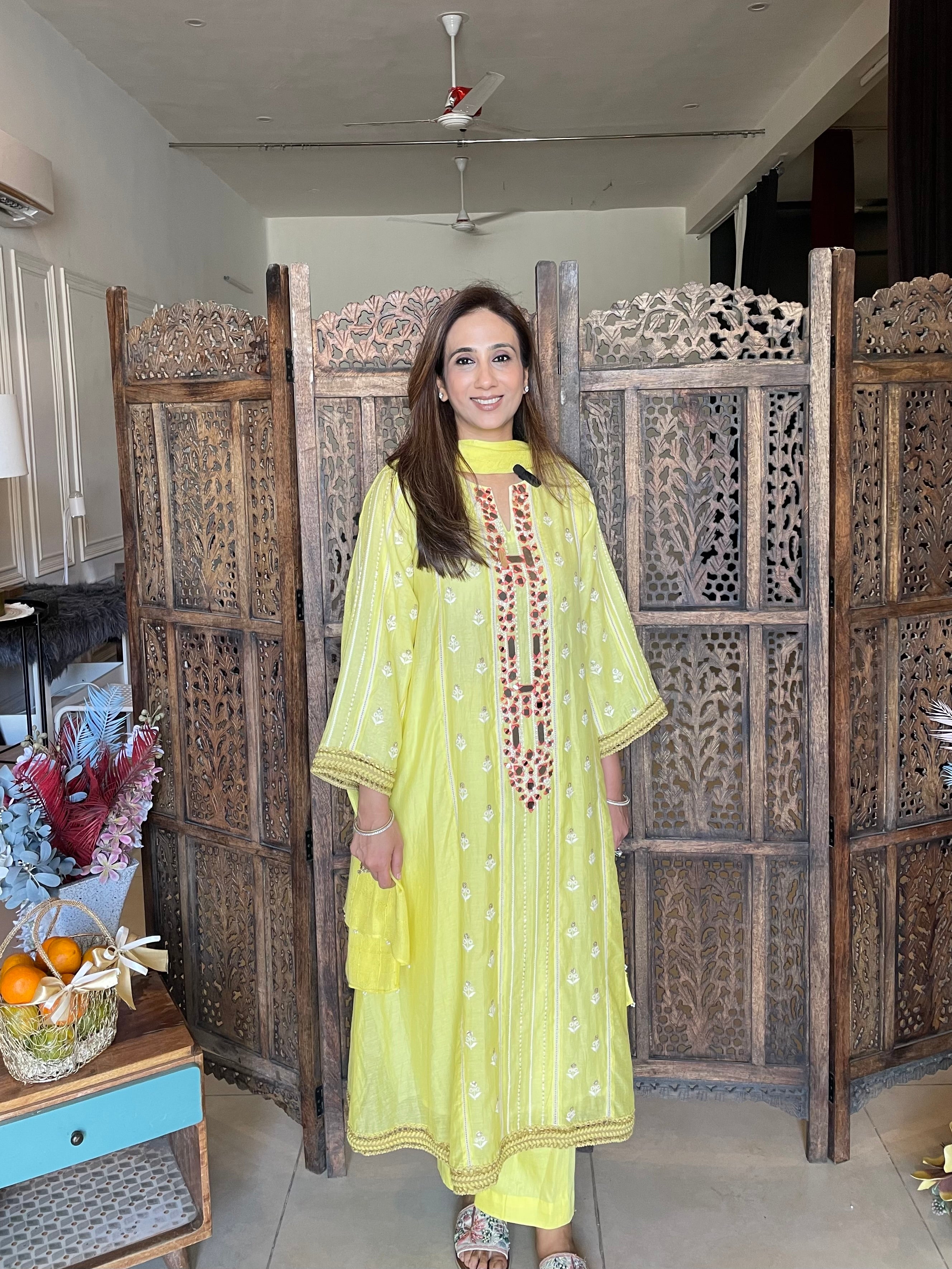 Yellow Mulmul Chogha set