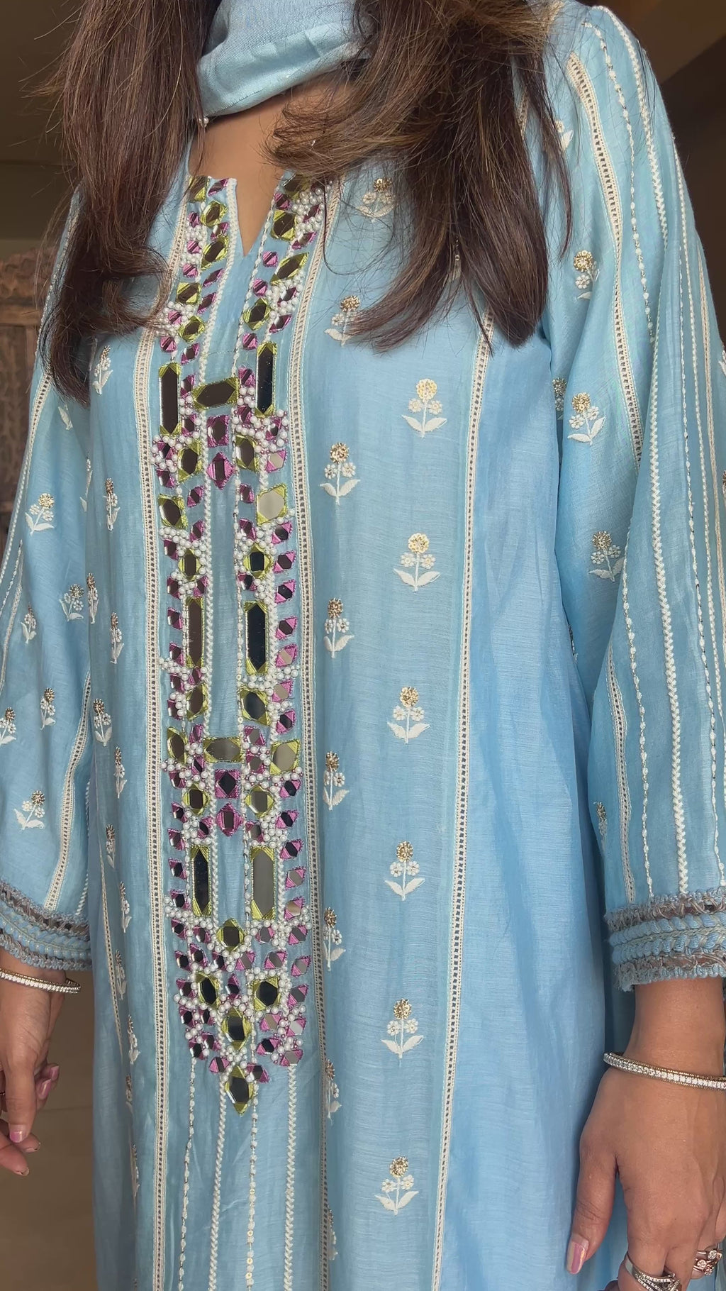 Blue Mulmul Chogha set