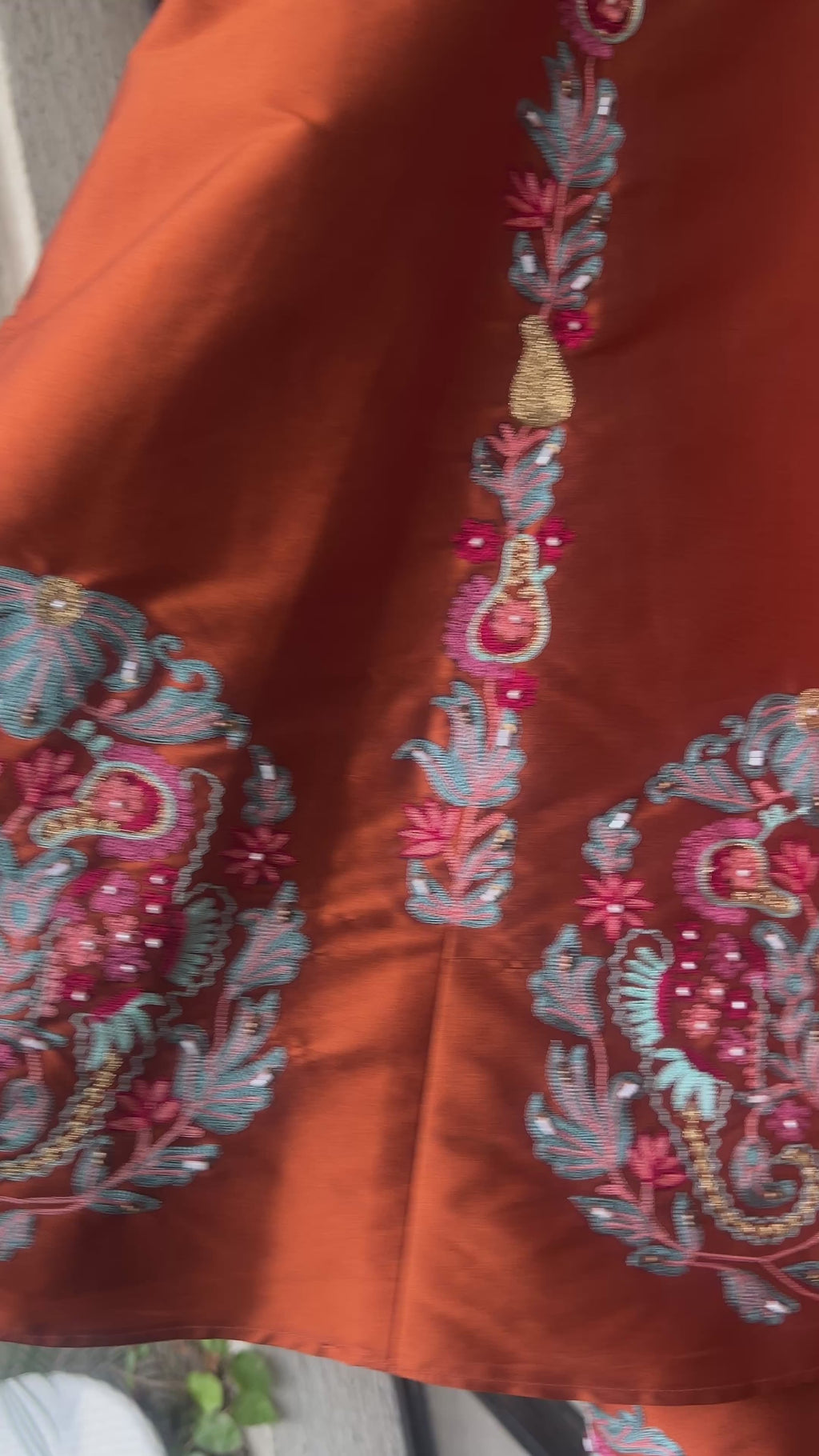 Rust Silk Anarkali Set